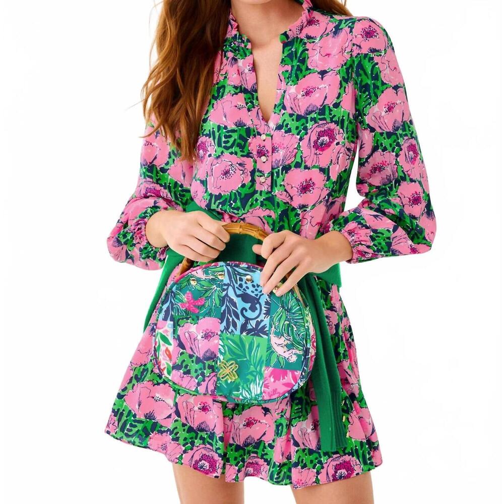 Lilly Pulitzer Pink & Green Floral Long Sleeve Mini Dress